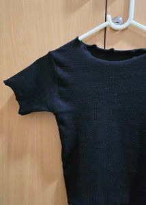 Ruffled Black Crop Top