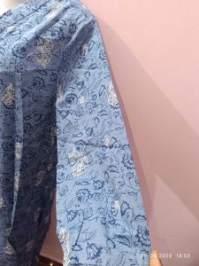 Xl Cotton Blue Floral Print Dress