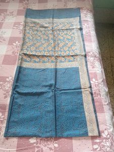 Blue Original Katan Silk with Embellished Border
