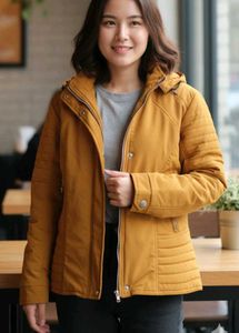 Mustard Hooded Puffer Jacket