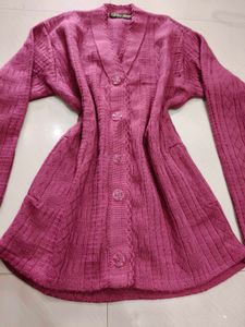 Pink Button-Down Cardigan