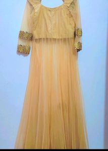 Nude Golden Partywear Gown For 32 Bust
