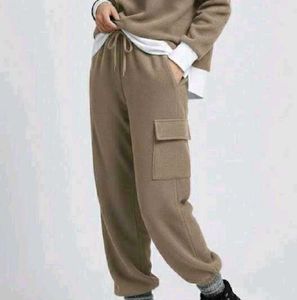 Korean beige Fleece track Pants
