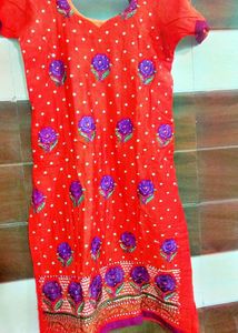 Coral And Purple Color Kurta With Pajami Set
