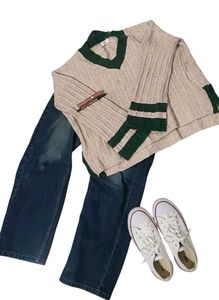 Stylish V-Neck Knit Sweater