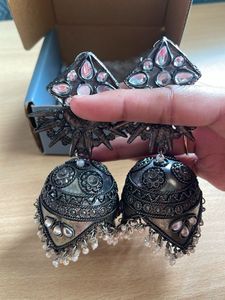 Oxidised Oversized Jhumkas