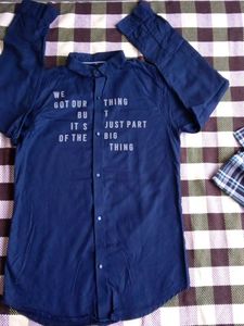 Navy Graphic Print Button-Down Shirt