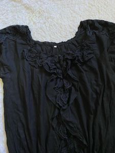Y2K Black Lace Ruffle Top