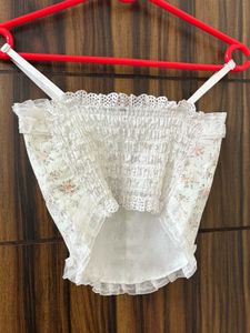 White Floral Padded Top