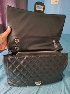 Chanel Inspired Black Quilted Jumbo Sling