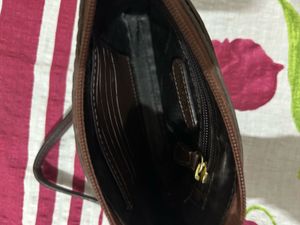 Brown Croc-Embossed Chain Bag