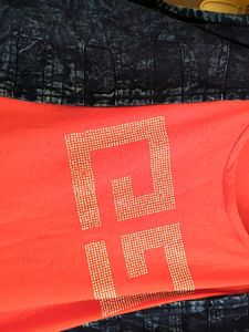 Coral Tank &amp; Denim Vest Set