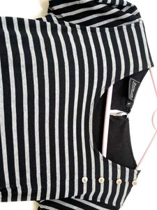 Striped Top with Button Detail