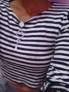 Striped Cold Shoulder Top