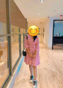 Pink Coloured Flared Mid Frock For Women