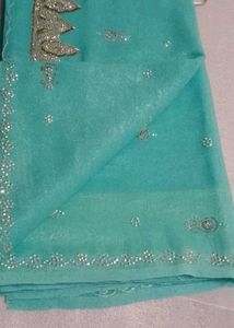 Teal Saree with Silver Embellishments