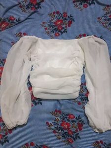 White Sheer Sleeve Top
