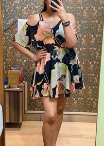 Korean Womeness  Off Shoulder Floral Sun Dress