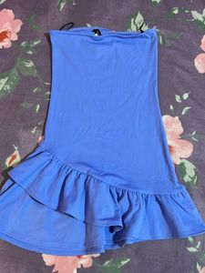Blue Ruffle Mini Dress Size XS