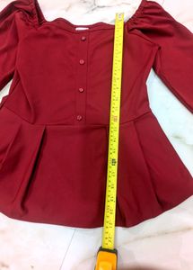 Burgundy Peplum Top