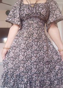 Paisley Print Cutout Maxi Dress
