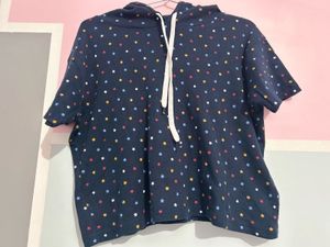 Oversized Crop Hoodie Star Print
