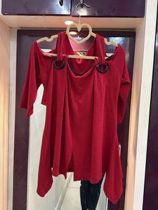 Red Cold Shoulder Top