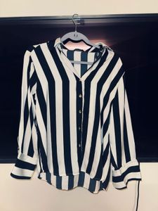 Striped Button-Down Blouse