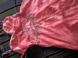 Coral Embellished Evening Gown