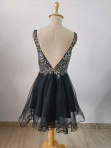 Sparkly Black Tulle Mini Dress