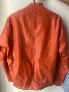 pinteresty oversized orange leather jacket