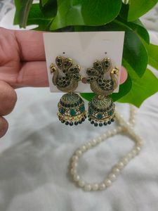 BEAUTIFUL GREEN POLKI JHUMKIS