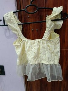 Yellow Corset Crop Top