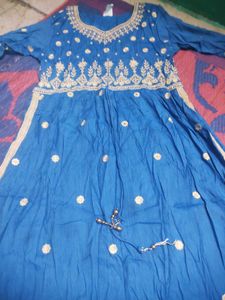 Elegant Blue Embroidered long gown