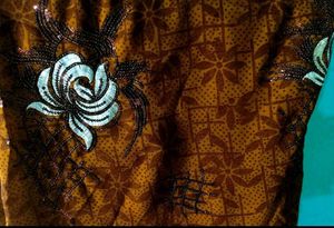Brown Floral Sequence Saree