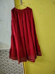 Red Maxi Skirt For Navratri Festival