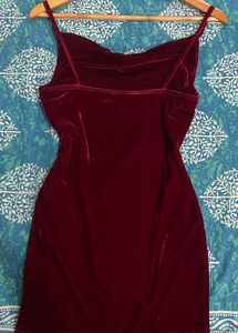 Maroon Velvet Bodycon Mini Dress