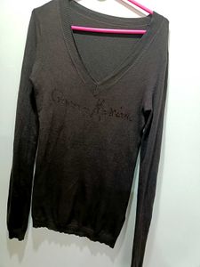 Dark Brown V Neck Sweater