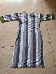 Striped Grey &amp; White Kurta