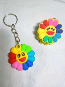 Takashi murakami Flower Keychain mini hair clip