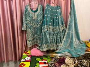 Teal Embroidered Lehenga Choli