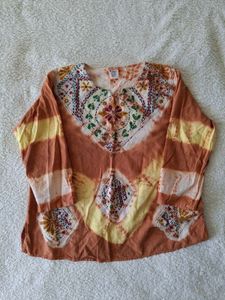Vintage Embroidered Tie-Dye Top