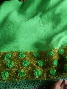 Green Floral Embellished Saree