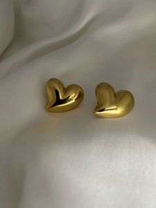 Gold Heart Stud Earrings