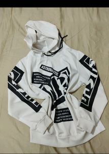 Cool Typographic Prinnt Astronaut Hoodie