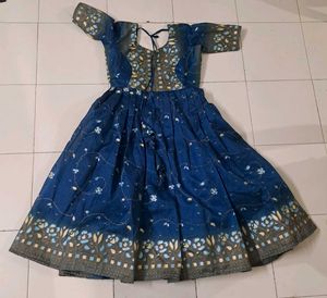 Blue Floral Print Midi Dress