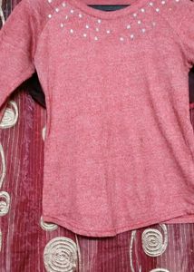 Coral Long Sleeve Top with Studs