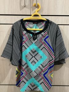 Patterned Flutter Sleeve Top