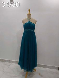 Elegant Teal Halter Maxi Dress