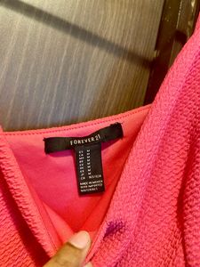 Forever 21 Fuschia Peplum Crop Top